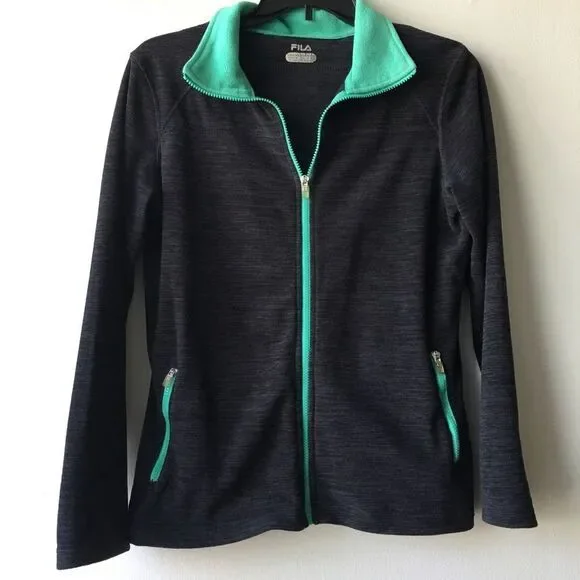 — Fila — Teal + Grey Soft Zip-Up Sweater Jacket - Picture 2 of 5